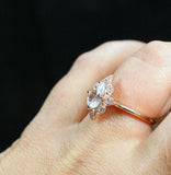 1.3ct Oval Cut Diamond Engagement Ring Milgrain Solitaire 14k Rose Gold Finish