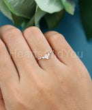 0.5ct Pear Cut Simulated Diamond Minimalist Wedding Band 14k Rose Gold Plated