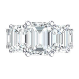 5.5ct Emerald Cut Diamond Iced Cocktail Engagement Ring 14K White Gold Finish