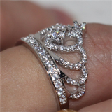 3ct Round Cut Diamond Engagement Ring 14k White Gold Finish Crown Wedding Design