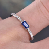 0.3ct Baguette Cut Blue Tanzanite Accents with Solitaire Ring 14k WhiteGold Over
