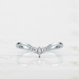 Curved Minimalist Wedding Band 0.3ct Marquise Cut Diamond 14k Yellow Gold Finish