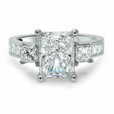 4.5ct Radiant Cut Diamond Princess Accents Engagement Ring 14K White Gold Finish