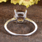 1ct Cushion Cut Simulated Peach Morganite Hidden Halo Ring 14k Rose Gold Plated