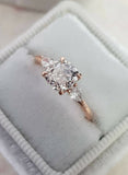 2ct Cushion Cut Diamond Pear Accent Trilogy Engagement Ring 14k Rose Gold Finish