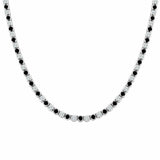 25Ct Round Cut Sparkle Black Diamond Tennis Necklace Solid 14K White Gold Finish