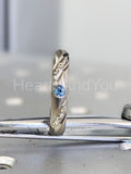 0.1ct Round Cut Simulated Aquamarine Unique Wedding Band 14k White Gold Plated