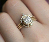 1.5ct Cushion Cut Diamond Engagement Ring 14k Yellow Gold Finish Unique Trio Set