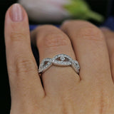 0.57ct Round Cut VVS1D Diamond Wedding Ring Band 14k White Gold Finish Infinity