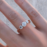 2Ct Round Cut DVVS1 Diamond Three Stone Engagement Ring 14K Rose Gold Finish