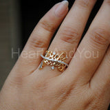 0.5ct Round Cut Moissanite Custom Couple Name Women Ring 14K Yellow Gold Plated