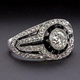 4.5ct Round Black Diamond ArtDeco Cocktail Engagement Ring 14K White Gold Over