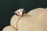 2.5ct Round Peach Morganite Engagement Ring 14k RoseGold Over Accent Solitaire