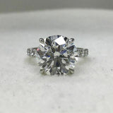 2Ct Round Cut Diamond Solitaire with Accents Engagement Ring 14K White Gold Over