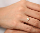 0.1ct Engagement Ring Round Cut Diamond Minimalist Circular 14k Yellow Gold Over