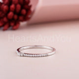 0.13ct Round Cut Moissanite Minimalist Engagement Ring 14k White Gold Plated