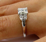 2.5ct Asscher Cut VVS1/D Diamond Vintage Engagement Ring 14K White Gold Finish