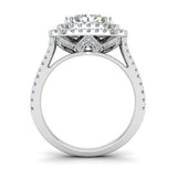 2ct Radiant Cut Diamond Double Halo Engagement Ring 14k White Gold Finish