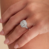 2.5ct Asscher Simulated Diamond Vintage-Inspired Halo Ring 14k White Gold Plated