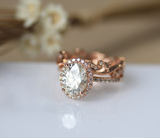 1.9ct Oval Cut Diamond Engagement Ring 14k Rose Gold Finish Art Deco Bridal Set