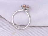 2.3ct Oval Cut Peach Morganite Diamond Halo Solitaire Ring 14k White Gold Finish