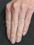 0.5ct Round Cut Simulated Ruby Half Eternity Wedding Band 14k White Gold Plated