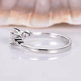 Five Stone Solitaire Engagement Ring 1ct Round Cut Diamond 14k White Gold Finish