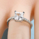 Solitaire with Accent Engagement Ring 1.5ct Princess Diamond 14k White Gold Over
