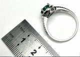 2.2ct Engagement Ring Oval Cut Green Emerald Split Shank Halo 14k WhiteGold Over