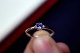 0.3ct Engagement Ring Oval Cut Tanzanite Trilogy Minimalist 14k White Gold Over