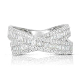 3ct Baguette Cut Diamond Engagement Ring 14k White Gold Finish Iced Cross Design