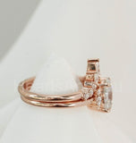 2.2ct Oval Simulated Diamond Cluster Crown Bridal Ring Set 14k Rose Gold Plated