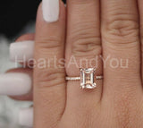 2ct Emerald Cut Simulated Morganite Accented Engagement Ring 14k RoseGold Plated