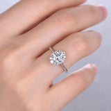 Flower Solitaire Engagement Ring 1.5ct Round Cut Diamond 14k White Gold Finish