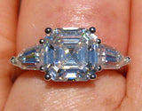 Trilogy Solitaire Engagement Ring 3ct Asscher Cut Diamond 14k White Gold Finish