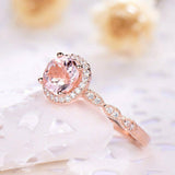 2ct Round Cut Peach Morganite Engagement Ring Diamond Halo 14k Rose Gold Finish