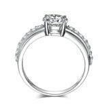 1.7ct Round Diamond Engagement Ring Solitaire with Accents 14k White Gold Finish