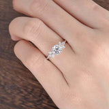 Solitaire Leaf Double Claw Prong Ring 2ct Round Cut Diamond 14k WhiteGold Finish