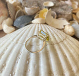 2.5ct Engagement Ring Emerald Cut Yellow Citrine Solitaire 14k White Gold Finish