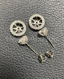 2ct Round Cut Moissanite Removable Halo Stud Women Earring 14k White Gold Plated