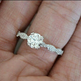 1.3ct Round Cut Diamond Twist Accents Engagement Ring 14k White Gold Finish