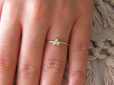 Dainty Minimalist Engagement Ring 0.35ct Round Cut Diamond 14k YellowGold Finish