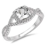 3ct Cushion Cut Diamond Infinity Halo Engagement Ring 14K White Gold Finish