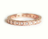 1.2ct Round Cut Diamond Wedding Band 14k Rose Gold Finish Square Shaped Eternity
