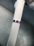 2.5ct Wedding Band Oval Purple Amethyst Stylish Three Stone 14k White Gold Over
