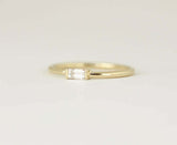 0.5ct Baguette Cut Diamond Engagement Ring Minimalist 14k Yellow Gold Finish