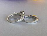 1.9ct Pear Cut Purple Amethyst Bridal Set Engagement Ring 14k White Gold Finish