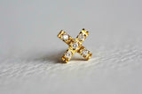 0.6ct Round Cut VVS1D Diamond Cross Design Stud Earrings 14k Yellow Gold Finish