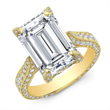 2Ct Emerald Cut Diamond Milgrain Ice Royal Solitaire Ring 14K Yellow Gold Finish