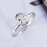 1.6ct Oval Cut Diamond Engagement Ring Bezel Set Solitaire 14k White Gold Finish